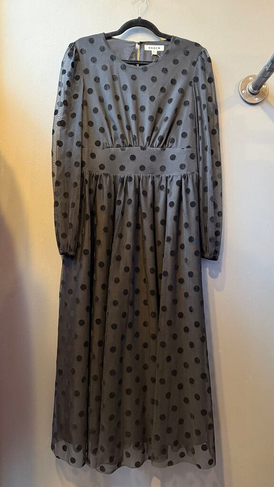 Velvet Dot Tulle Midi Dress