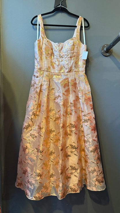Metallic Floral Midi Gown