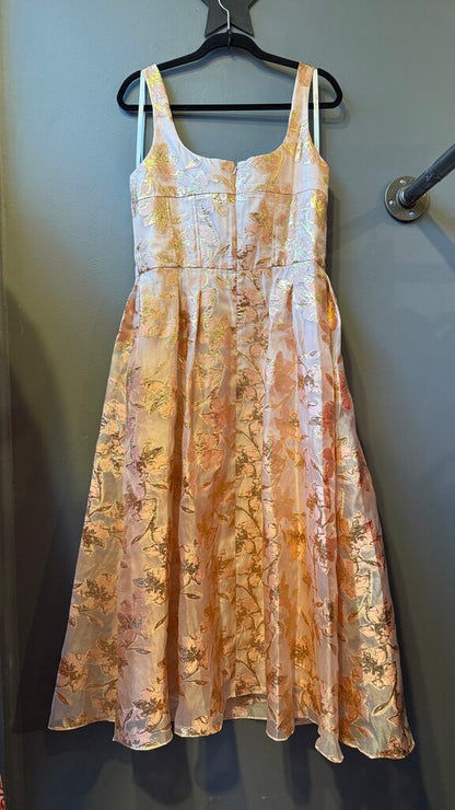 Metallic Floral Midi Gown