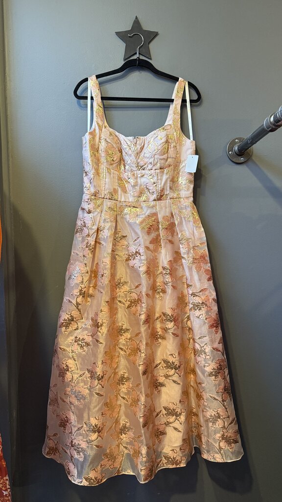 Metallic Floral Midi Gown