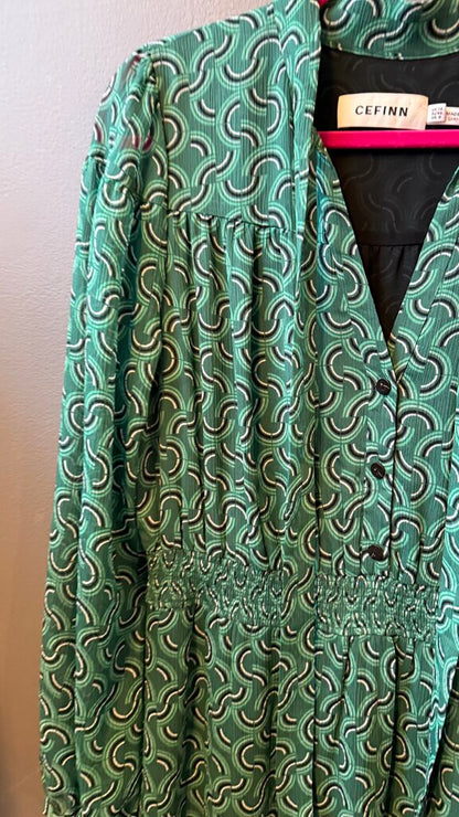 Arc Print Longsleeve Midi Dress