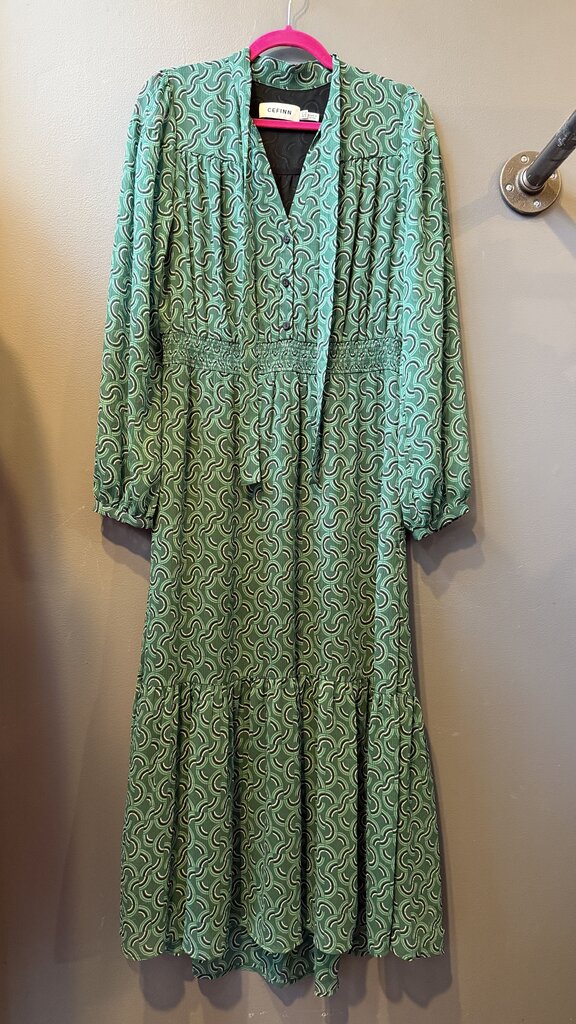 Arc Print Longsleeve Midi Dress