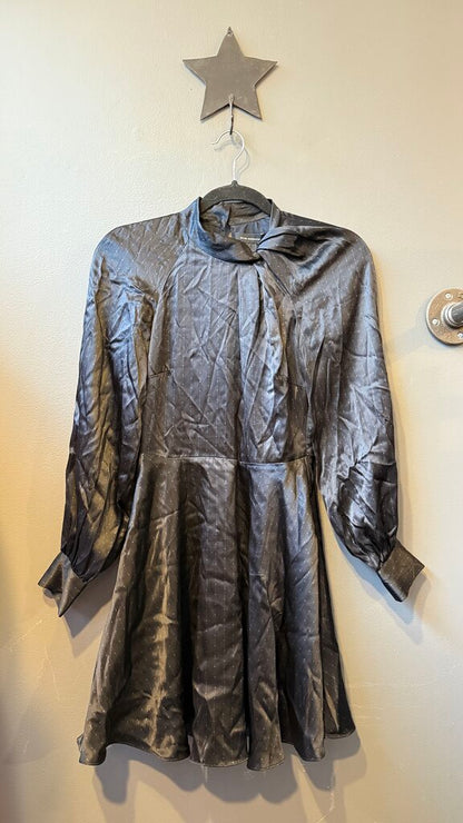 Silk High Neck Longsleeve Dress