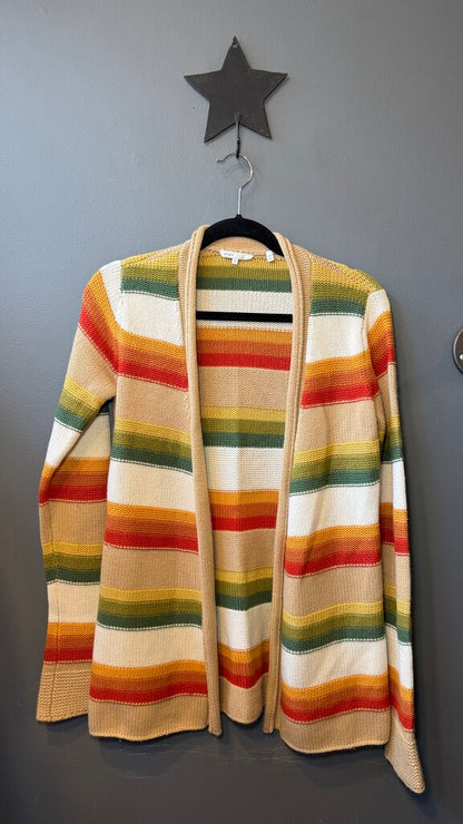 Cashmere Stripe Open Cardigan Sweater