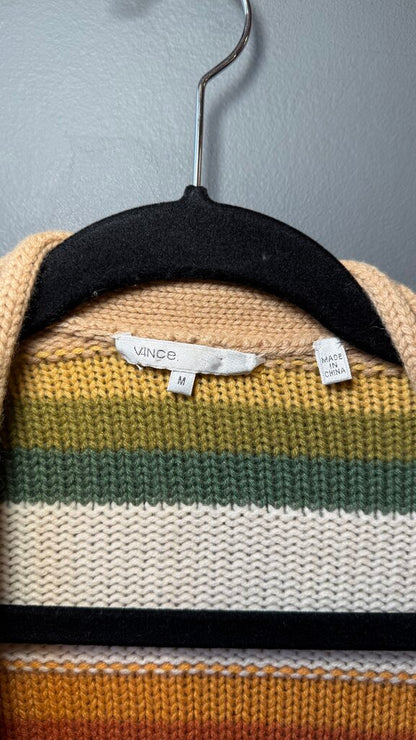 Cashmere Stripe Open Cardigan Sweater