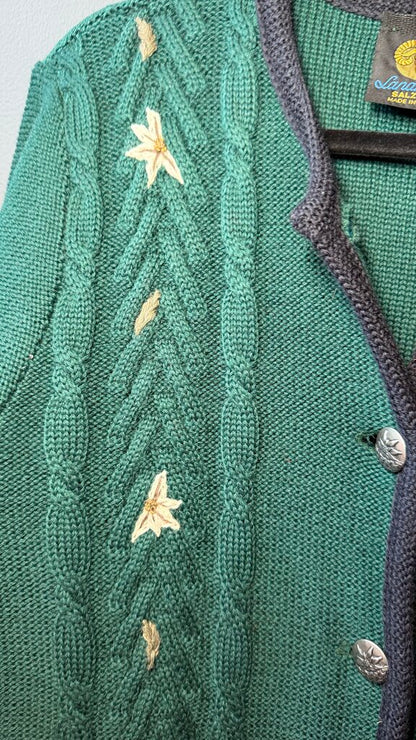 Embroidered Wool Cardigan Sweater