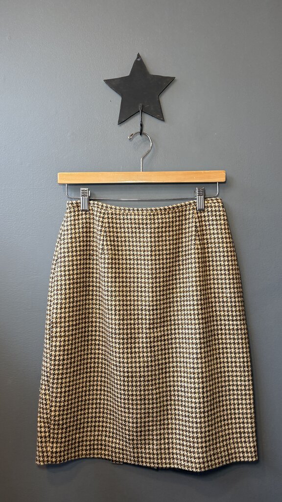 Houndstooth Cashmere Pencil Skirt
