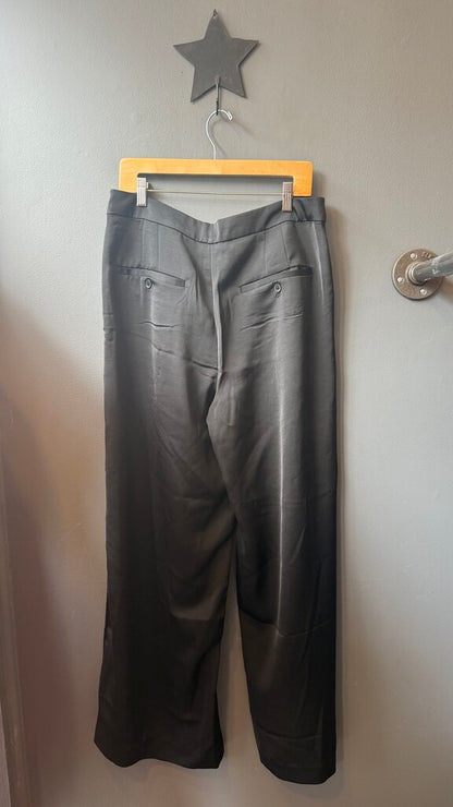 Wide Leg Pleated Satin Pants