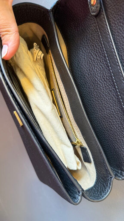 Leather Flap Chain Crossbody Bag