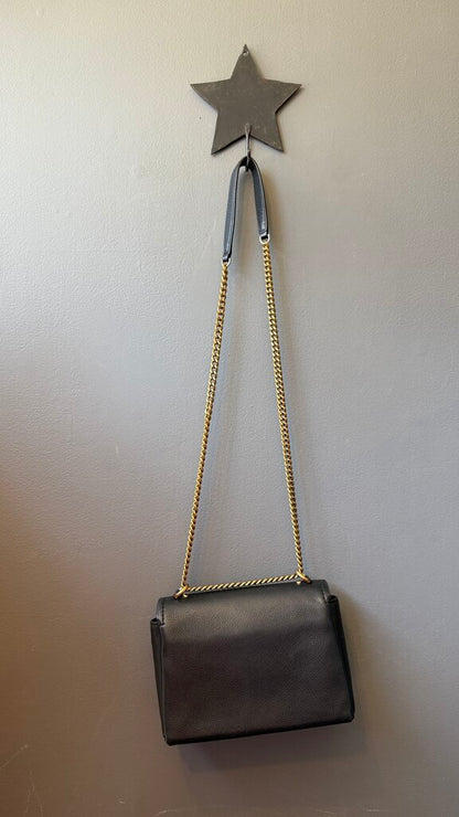 Leather Flap Chain Crossbody Bag