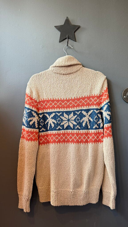 Cotton Linen Shawl Collar Zip Cardigan Sweater