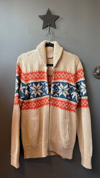 Cotton Linen Shawl Collar Zip Cardigan Sweater