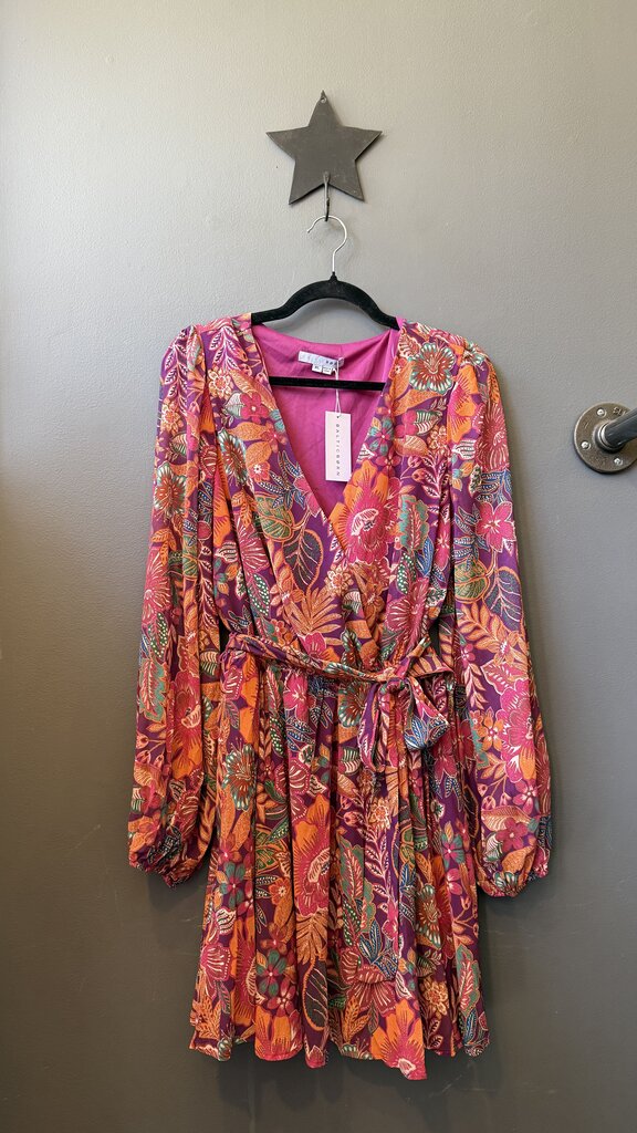 Floral Surplice Mini Dress