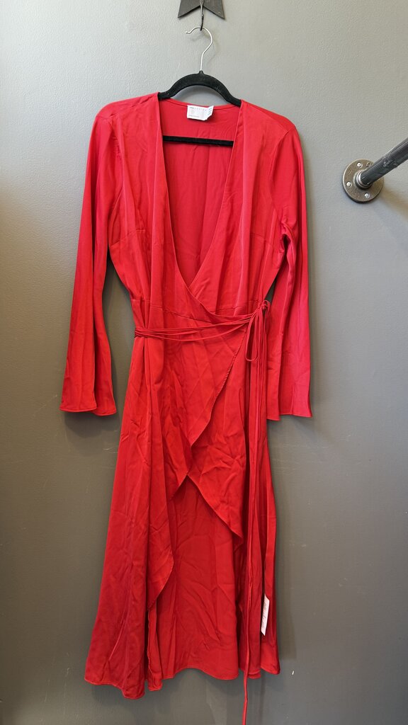 Satin Wrap Midi Dress