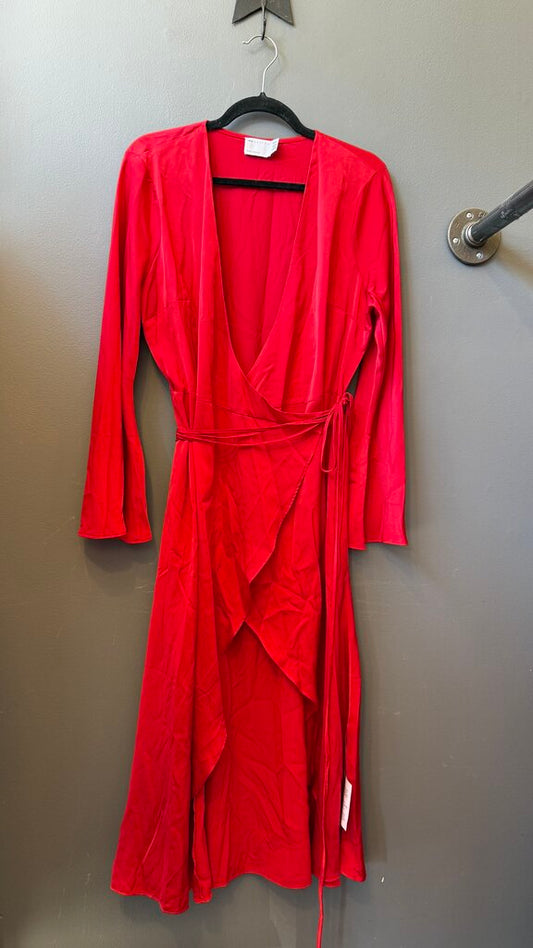 Satin Wrap Midi Dress