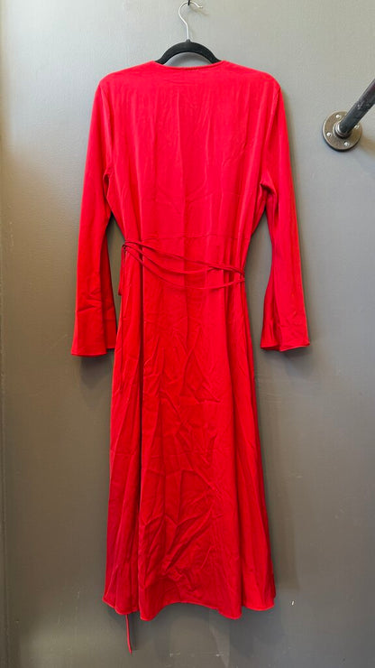 Satin Wrap Midi Dress