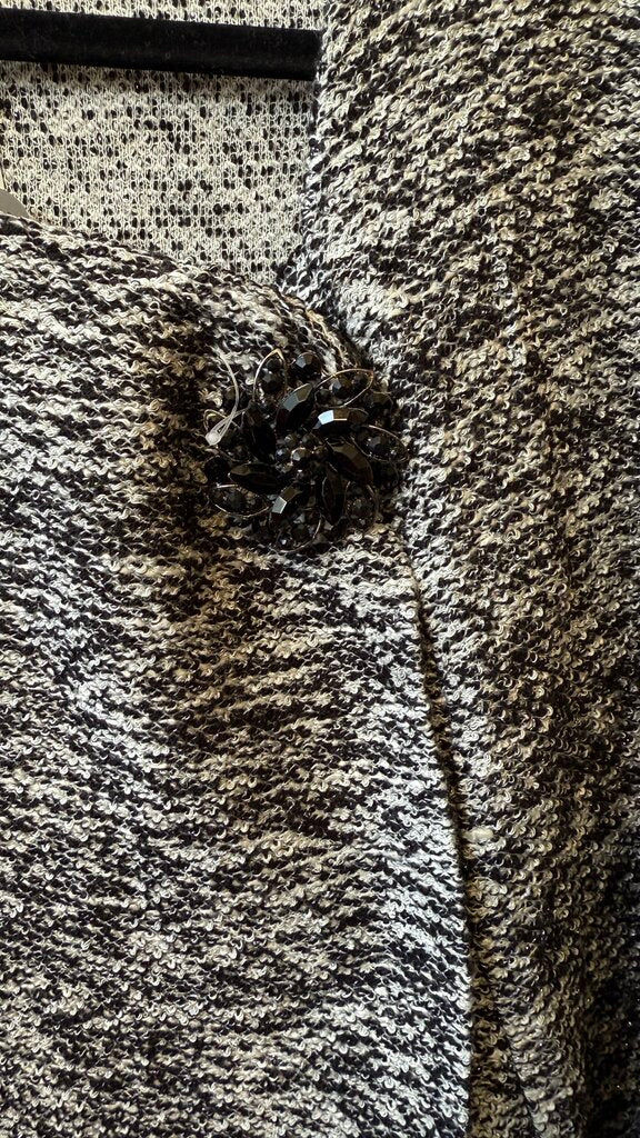 Broach Faux Fur Trim Poncho Topper