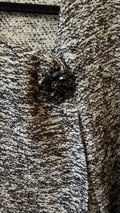 Broach Faux Fur Trim Poncho Topper