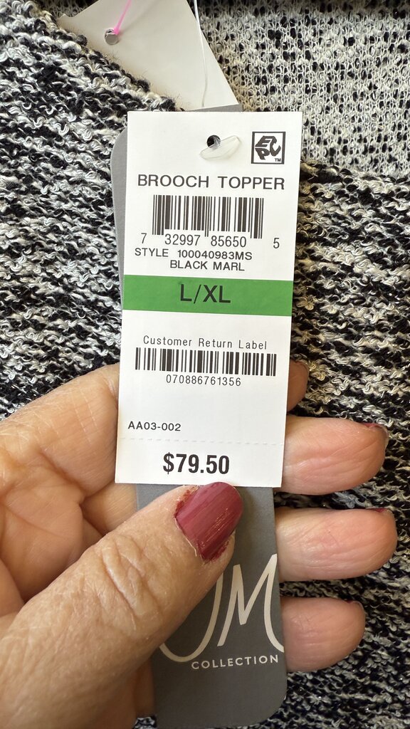 Broach Faux Fur Trim Poncho Topper