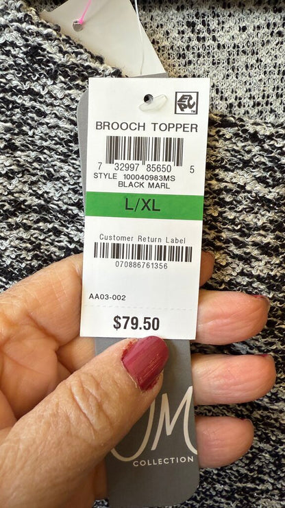 Broach Faux Fur Trim Poncho Topper