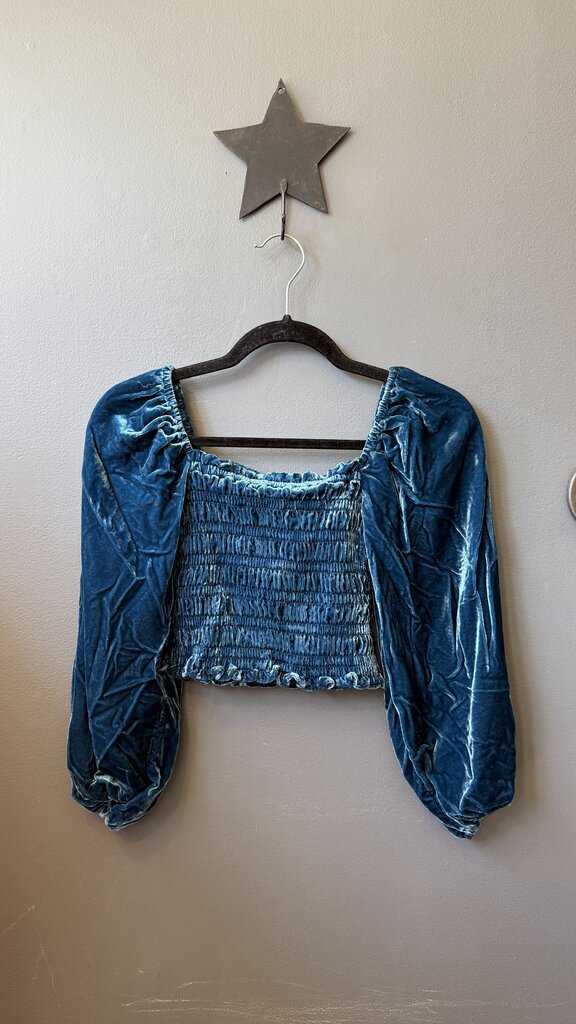 Petite Smocked Velvet Top