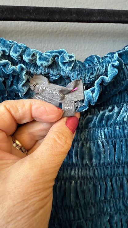 Petite Smocked Velvet Top