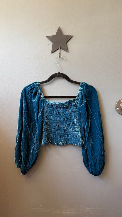 Petite Smocked Velvet Top