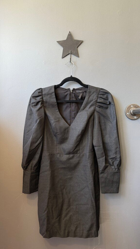 Metallic Puff Sleeve Sheath Dress