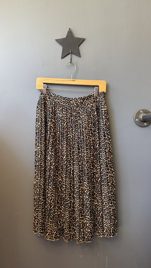 Leopard Pleated Midi Skirt