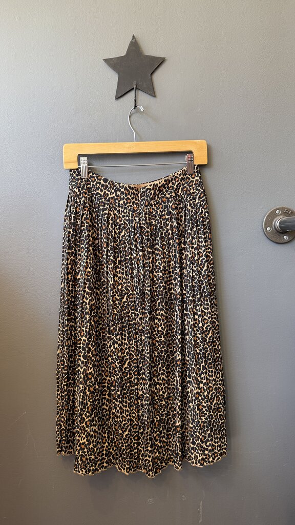 Leopard Pleated Midi Skirt