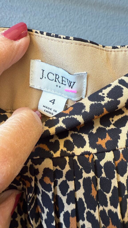 Leopard Pleated Midi Skirt