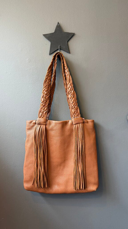 Leather Fringe Tote Bag