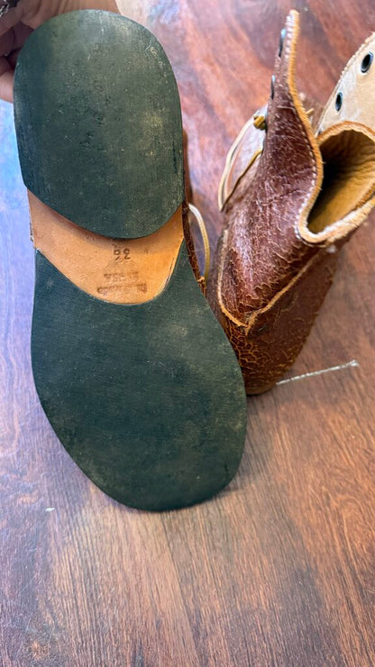 Crackle Lace Up Ankle Booties