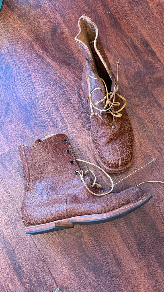 Crackle Lace Up Ankle Booties