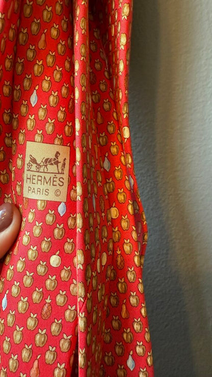 Apple Print Silk Tie
