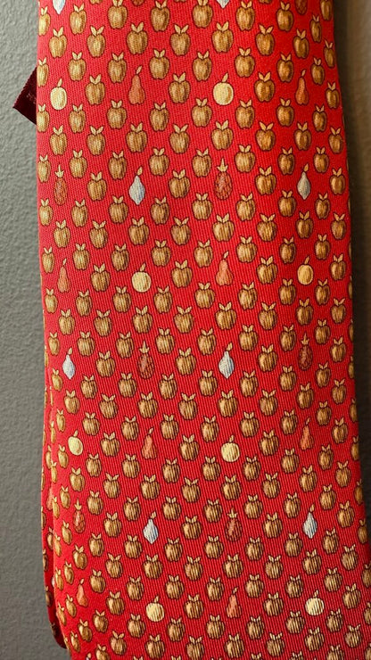 Apple Print Silk Tie