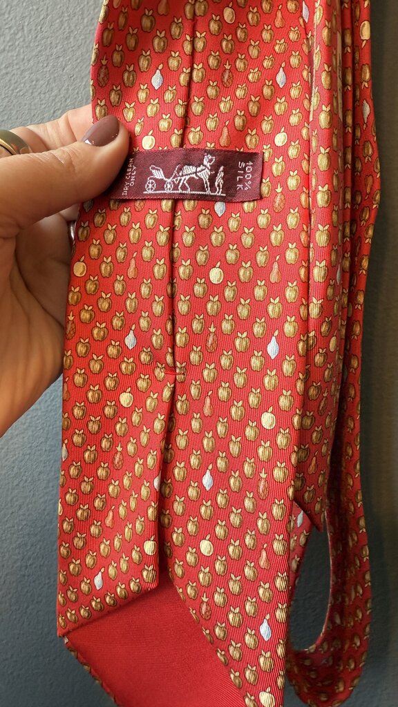 Apple Print Silk Tie