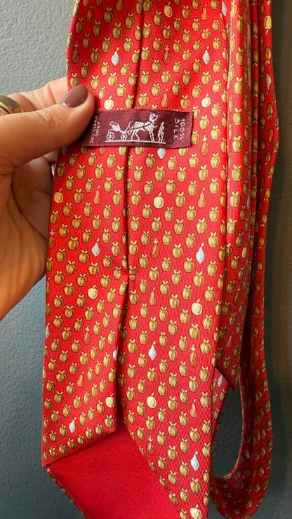 Apple Print Silk Tie