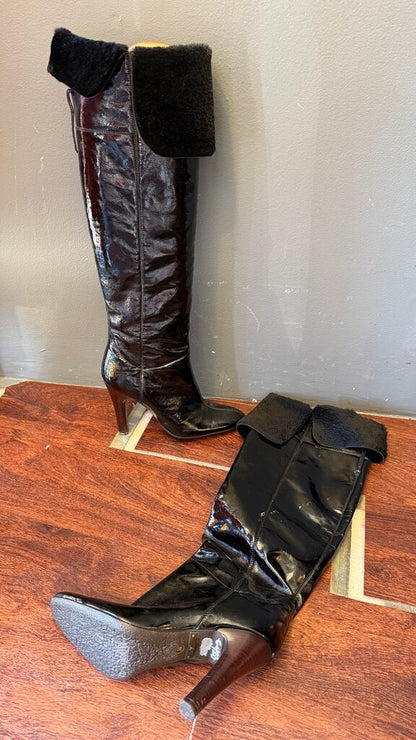 Patent Tall Heeled Boots