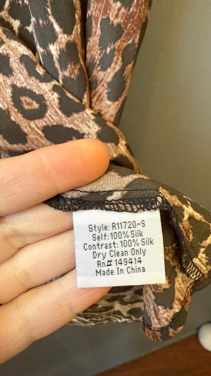 Silk Leopard Vneck Tank Top