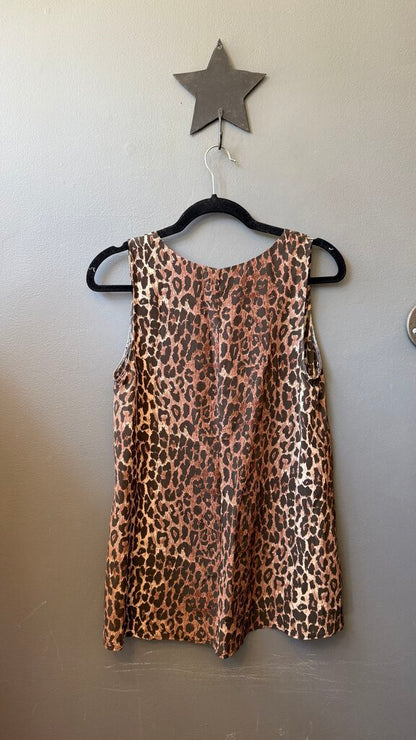 Silk Leopard Vneck Tank Top