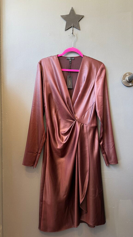 Satin Knot Front Midi Dress