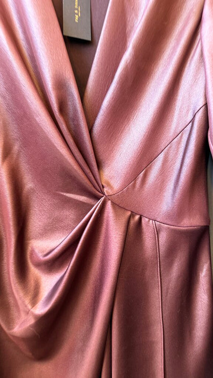 Satin Knot Front Midi Dress