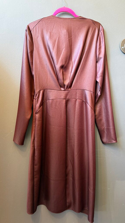 Satin Knot Front Midi Dress