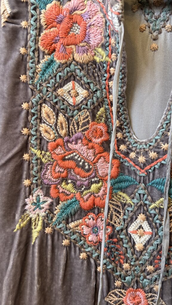 Embroidered Velvet Dress