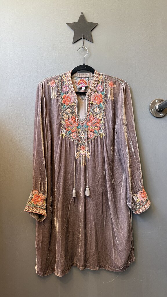 Embroidered Velvet Dress