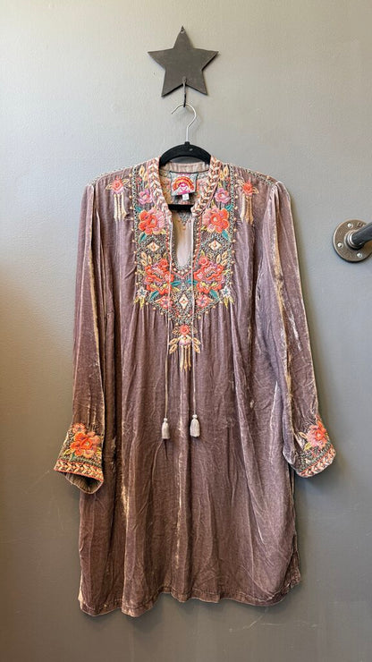 Embroidered Velvet Dress
