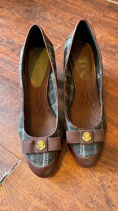 Flannel Plaid Bow Pumps