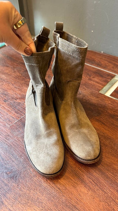 Suede Flat Ankle Booties