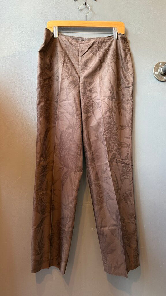 Leaf Print Straight Pants